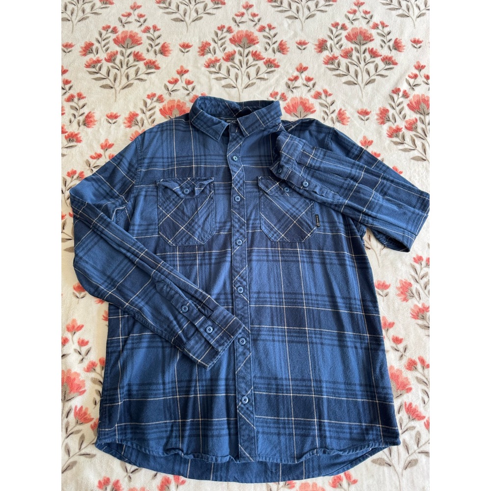 Fox Racing Mens Blue Plaid Flannel Button Down Shirt Long Sleeve 28857 Large